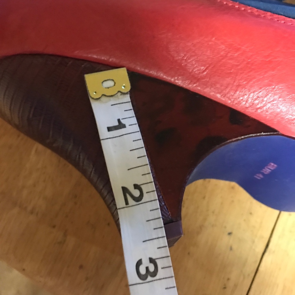 Poetic License London multi color Red  Blue and Brown (41) lace up heeled shoe - Picture 7 of 8